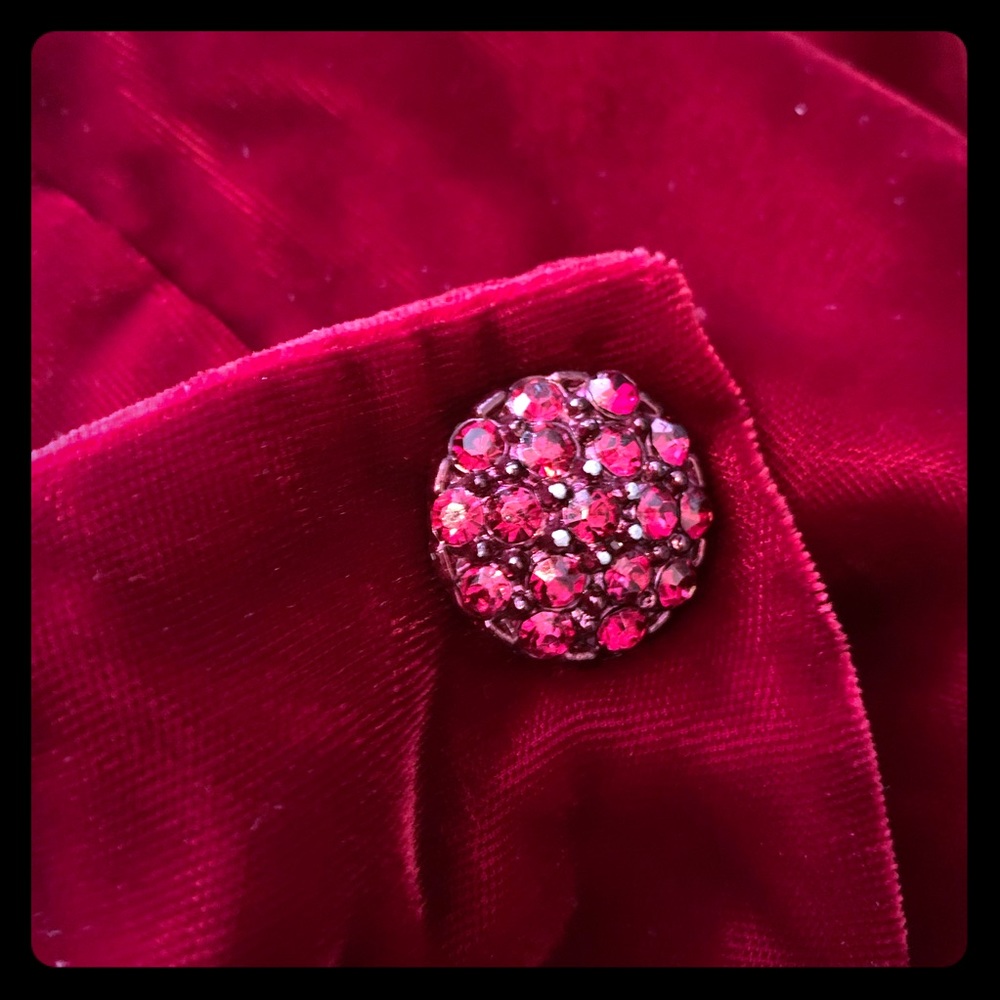 vintage red velvet dress w buttons XS ♥️ Valentine
